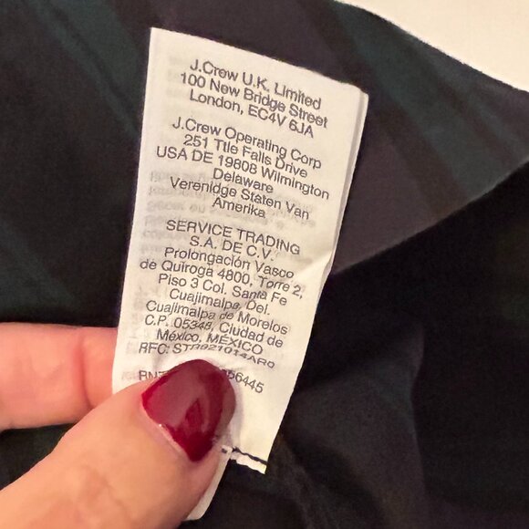 J Crew Funnel Neck Blouse with Festive Buttons in Blackwatch Plaid, Size 18 - Picture 6 of 7